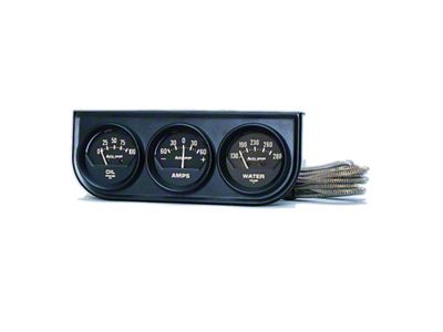 Auto Meter Gauge Console Oilp/Wtmp/Amp 2in. 100PSI/280 Deg. F/60A Blk Dial - 2347
