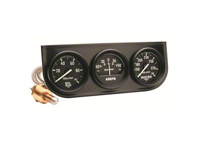 Auto Meter Gauge Console Oilp/Wtmp/Amp 2in. 100PSI/280 Deg. F/60A Blk Dial - 2393