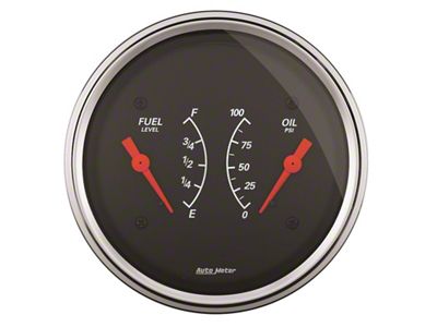 Auto Meter Gauge Dual Fuel & Oilp 3-3/8in. 0 Ohm e to - 1434