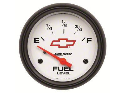 Auto Meter Chevy White Series 2-5/8-Inch Fuel Level Gauge; 0 ohm Empty to 90 ohm Full (Universal; Some Adaptation May Be Required)