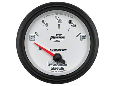 Auto Meter Phantom II Series 2-5/8-Inch Fuel Level Gauge; 0 ohm Empty to 90 ohm Full (Universal; Some Adaptation May Be Required)