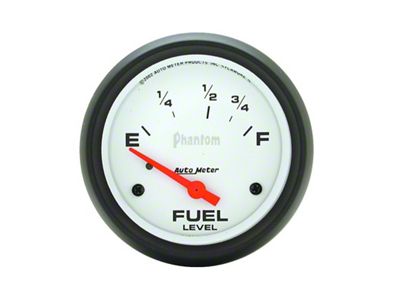 Auto Meter Phantom Series 2-5/8-Inch Fuel Level Gauge; 73 ohm Empty to 10 ohm Full (Universal; Some Adaptation May Be Required)