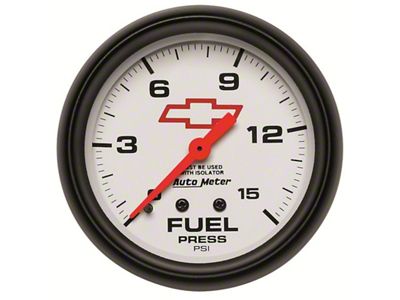 Auto Meter Gauge Fuel Press 2-5/8in. 15PSI Mech W/Isolator Chevy Red - 5813-00406