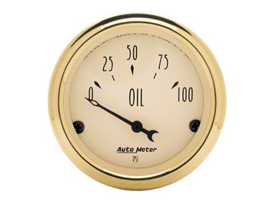 Auto Meter Gauge Oil Press 2-1/16in. 100PSI Elec Golden Oldies - 1528