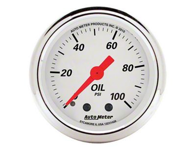 Auto Meter Gauge Oil Press 2-1/16in. 100PSI Mech Arctic White - 1321