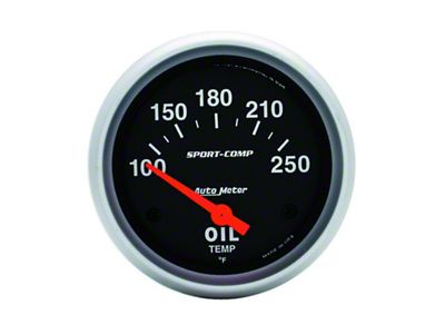 Auto Meter Gauge Oil Temp 2-5/8in. 100-250 Deg. F Electric Sport-Comp - 3542