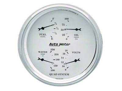 Auto Meter Gauge Quad 5in. 0 Ohm e to 90 Ohm f Elec Old - 1619