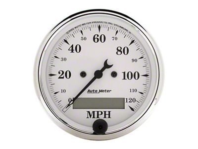 Auto Meter Old Tyme White Series 3-1/8-Inch Programmable Speedometer; 0-120 MPH (Universal; Some Adaptation May Be Required)