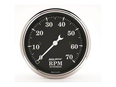 Auto Meter Gauge Tachometer 3-1/8in. 7K RPM In-Dash Old Tyme Black - 1798