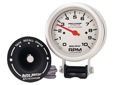 Auto Meter Gauge Tachometer 3-3/4in. 10K RPM Pedestal W/ Peak Memory - 6604