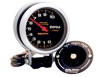 Auto Meter Gauge Tachometer 3-3/4in. 10K RPM Pedestal W/Peak Memory Pro-Comp - 6601