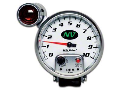 Auto Meter Gauge Tachometer 5in. 10K RPM Pedestal W/ Ext. Shift-Lite - 7499