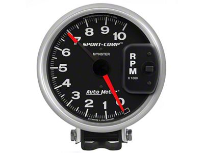 Auto Meter Gauge Tachometer 5in. 10K RPM Pedestal W/ Red Line - 3900
