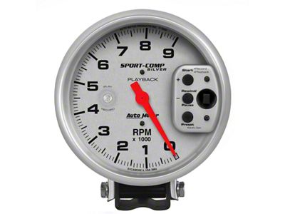 Auto Meter Gauge Tachometer 5in. 9K RPM Pedestal W/ RPM Playback - 3964