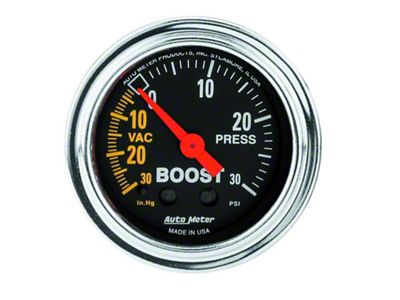 Auto Meter Gauge Vac/Boost 2-1/16in. 30Inhg-30PSI Mechanical Traditional Chrome - 2403