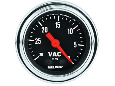 Auto Meter Gauge Vacuum 2-1/16in. 30Inhg Mechanical Traditional Chrome - 2484