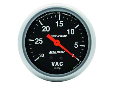Auto Meter Gauge Vacuum 2-5/8in. 30Inhg Mechanical Sport-Comp - 3484