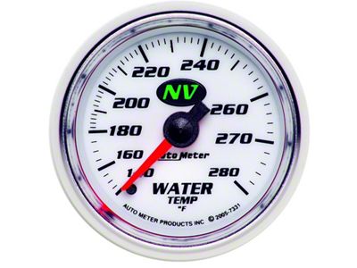 Auto Meter NV Series 2-1/16-Inch Water Temperature Gauge; 140-280 Fahrenheit; Mechanical (Universal; Some Adaptation May Be Required)