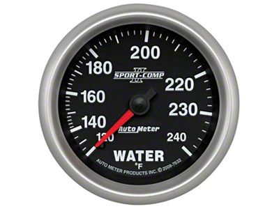 Auto Meter Gauge Water Temp 2-5/8in. 120-240 Deg. F Mechanical Sport-Comp - 7632