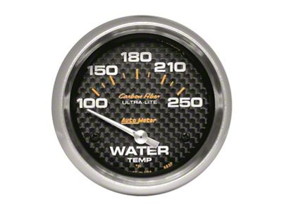 Auto Meter Gauge Water Temp 2-5/8in 66.7mm 100-250F Electric Carbon Fiber - 4837