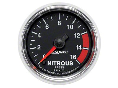 Auto Meter GS 2 1/16in. 1600PSI Nitrous Fuel Pressure Gauge - 3874