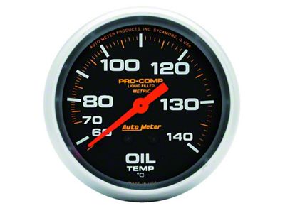 Auto Meter Pro-Comp Series 2-5/8-Inch Oil Temperature Gauge; 140-280 Fahrenheit; Mechanical (Universal; Some Adaptation May Be Required)