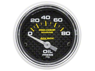 Auto Meter Marine Carbon Fiber 2-1/16in 80 PSI Electric Oil Pressure - 200744-40