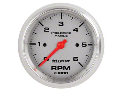 Auto Meter Marine Silver Ultra-Lite Gauge 3-3/8in Tachometer 6K RPM - 200752-33