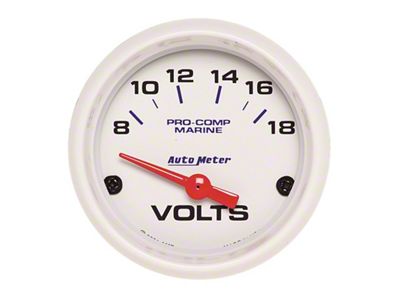 Auto Meter Marine White 2-1/16in 18V Electric Voltmeter Gauge - 200756