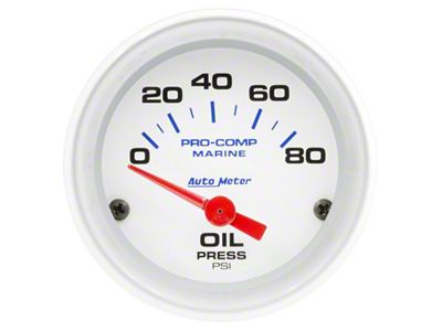 Auto Meter Marine White 2-1/16in 80PSI Electric Oil Pressure Gauge - 200744