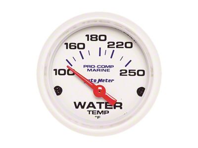 Auto Meter Marine White Gauge 2-1/16in Electric Water Temperature Gauge 100-250 - 200762