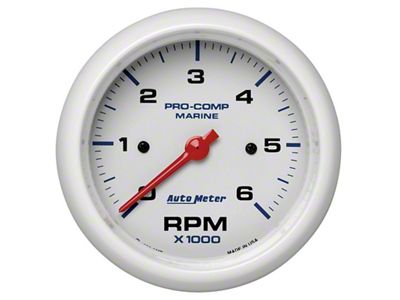 Auto Meter Marine White Ultra-Lite Gauge 3-3/8in Tachometer 6K RPM - 200752