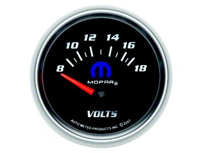 Auto Meter MOPAR Series 2-1/16-Inch Voltmeter Gauge; 8-18V (Universal; Some Adaptation May Be Required)
