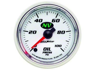 Auto Meter NV Series 2-1/16-Inch Oil Pressure Gauge; 0-100 PSI; Digital Stepper Motor (Universal; Some Adaptation May Be Required)