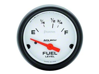 Auto Meter Phantom Series 2-1/16-Inch Fuel Level Gauge; 16 ohm Empty to 158 ohm Full (Universal; Some Adaptation May Be Required)