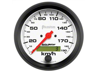 Auto Meter Phantom 3-3/8in 190 KM/H Speedometer Electric Program w/ LCD - 5887-M