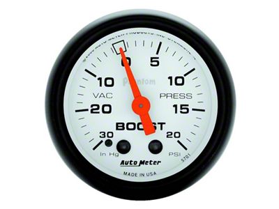 Auto Meter Phantom 52mm 30in HG.-Vac/20PSI Mechanical Vacuum/Boost Gauge - 5701