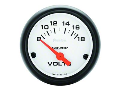 Auto Meter Phantom Series 2-1/16-Inch Voltmeter Gauge; 8-18V (Universal; Some Adaptation May Be Required)