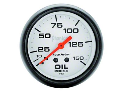 Auto Meter Phantom Series 2-5/8-Inch Oil Pressure Gauge; 0-150 PSI; Mechanical (Universal; Some Adaptation May Be Required)