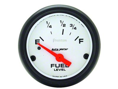 Auto Meter Phantom Series 2-5/8-Inch Fuel Level Gauge; 0 ohm Empty to 90 ohm Full (Universal; Some Adaptation May Be Required)