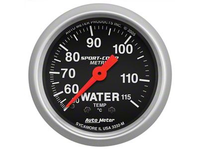 Auto Meter Sport 2in Water Temp Metric ; 50-115 deg. C - 3332-M