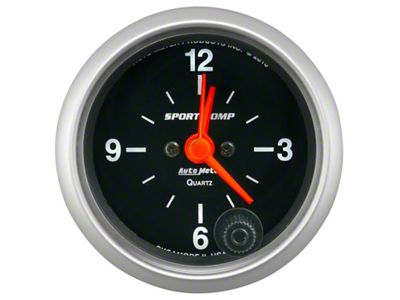 Auto Meter Sport-Comp 2-1/16in. 12 Hour Analog Clock Gauge - 3385
