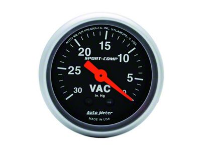 Auto Meter Sport-Comp 2-1/16in. 30 IN HG Mechanical Vacuum Gauge - 3384