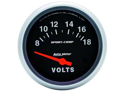 Auto Meter Sport-Comp 2 5/8in 8-18 Volt Short Sweep Electric Voltmeter - 3592