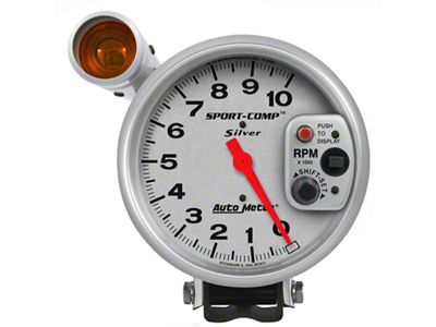 Auto Meter Sport-Comp 5 inch 10K RPM Shift Light Silver Tach - 3911