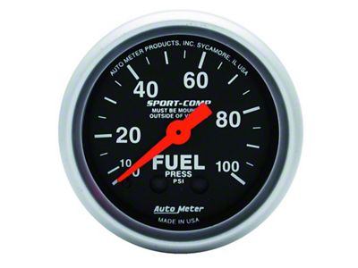 Auto Meter Sport-Comp 52mm 0-100 PSI Mechanical Fuel Pressure Gauge - 3312