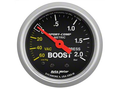 Auto Meter Sport-Comp 52mm 60cm/HG -2.0 Bar Mechanical Boost Gauge - 3303-M