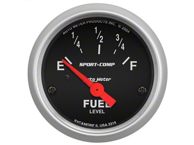 Auto Meter Sport-Comp Series 2-1/16-Inch Fuel Level Gauge; 0 ohm Empty to 90 ohm Full (Universal; Some Adaptation May Be Required)