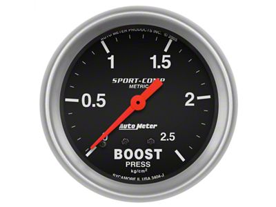 Auto Meter Sport-Comp 66.7mm METRIC 0-4kg/Cm2 Mechanical Boost Gauge - 3404-J