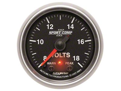 Auto Meter Sport-Comp II 2-1/16in Digital Voltometer Gauge - 18V - 3683
